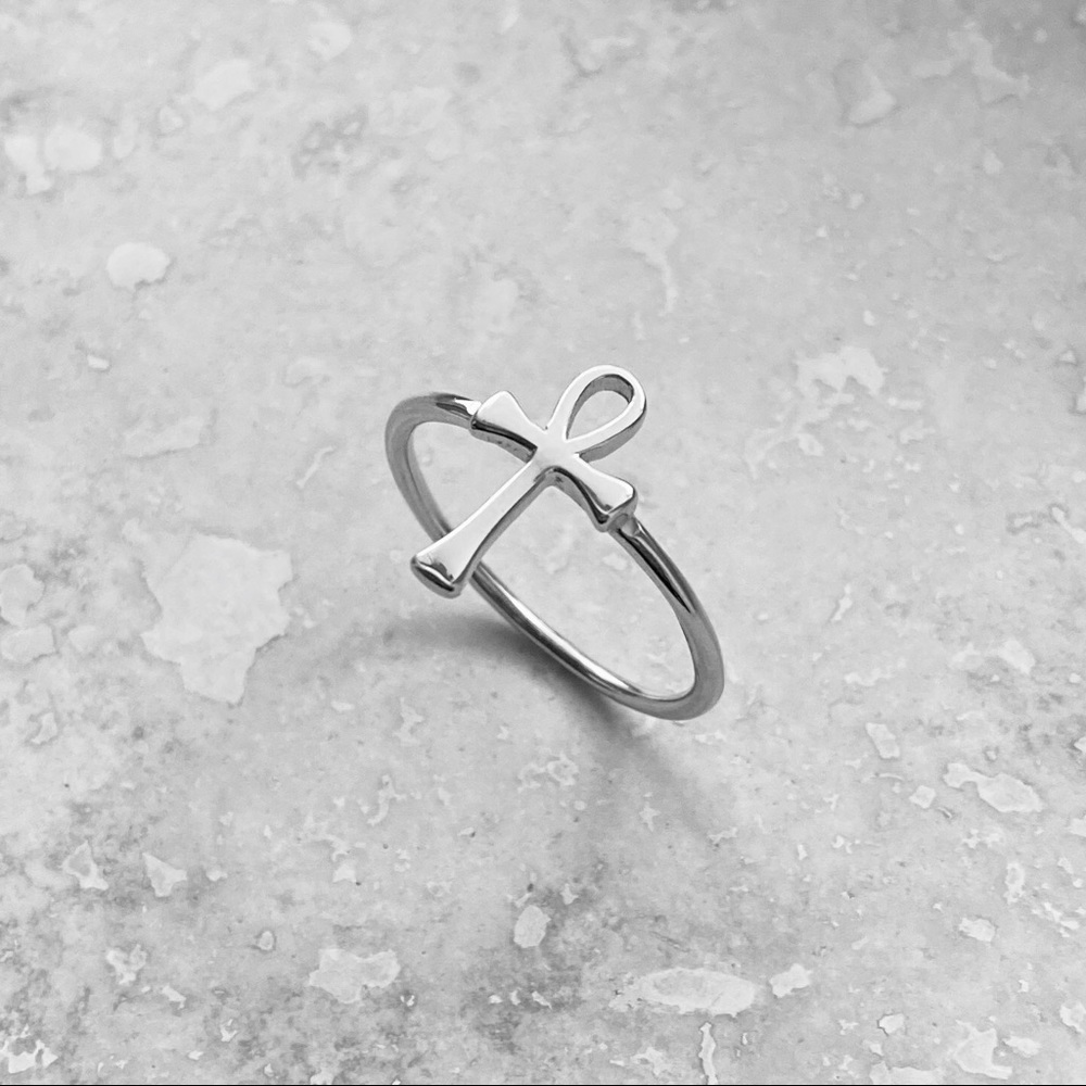 Sterling Silver Ankh Ring, Cross Ring, Silver Ring - image 1